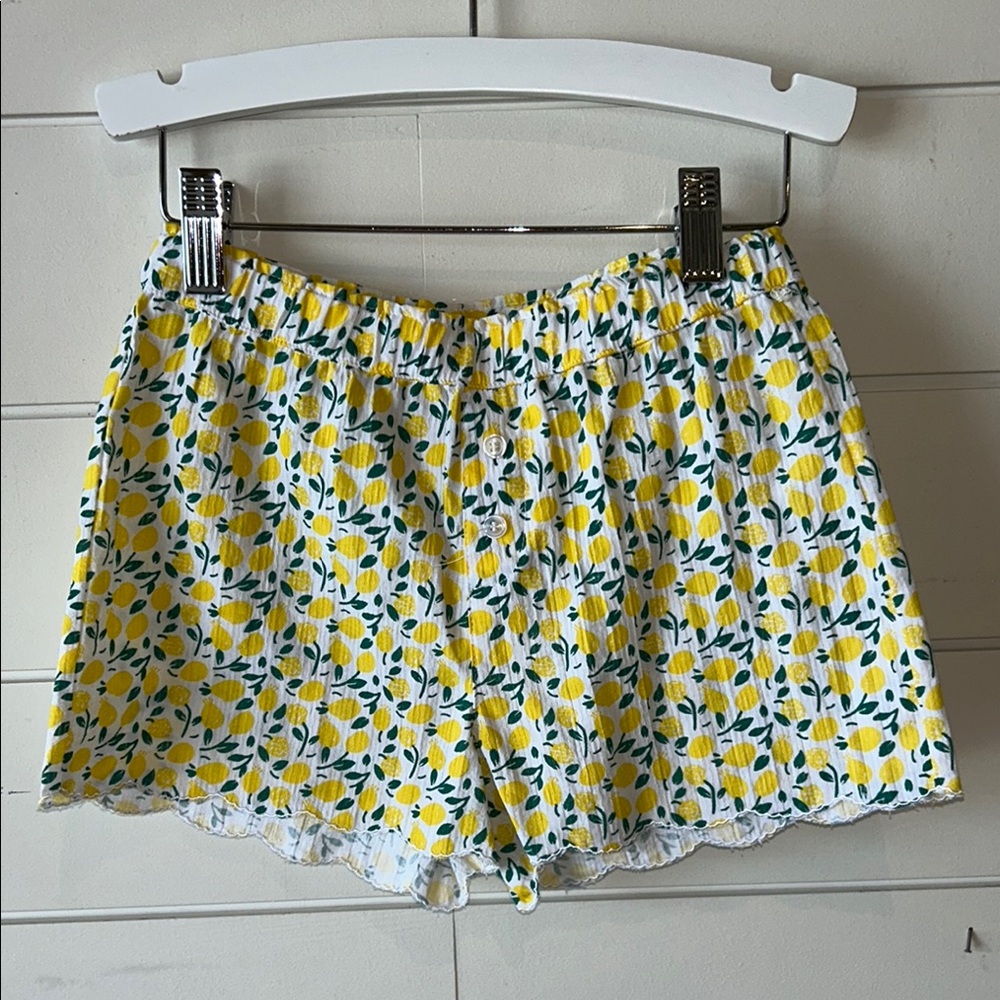 Vibrant Yellow and Green Lemon Shorts with Elastic Waistband